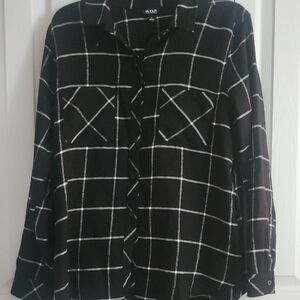 Black and White Plaid Button-Up Shirt